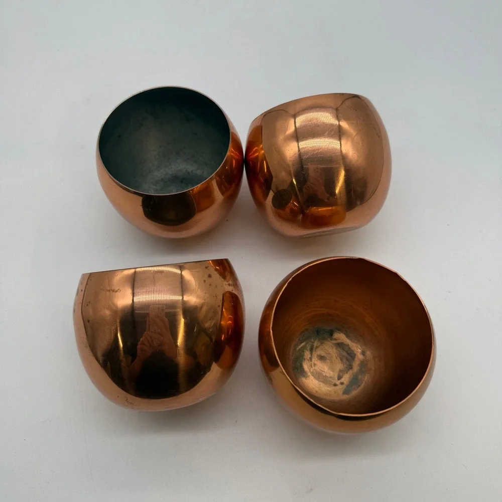 Vintage Coppercraft Guild Copper Cups Set of 4 Round roly poly Barware Tumblers